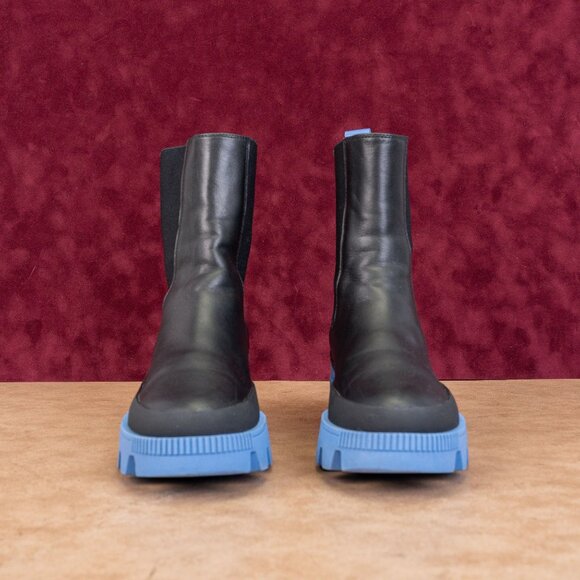 Bibi Lou Women Black Blue Leather Stompy Festival Platform Party Boots 8US EUR38 - Picture 3 of 8